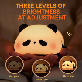 Rgb Panda Lamp Cute Rechargeable Sleeping Panda Night Light Silicone Nursery Lamp With Seven Color Changing